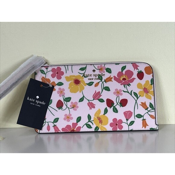 Kate Spade Strawberry Garden Medium L-Zip Wristlet MSRP $139 NWT - Picture 1 of 13